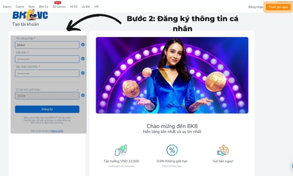 Đăng Ký Tài Khoản Trang BK8 11 - BK8 VC Đăng ký BK8